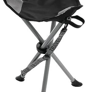 Travel Chair Slacker Tripod Chair for Camping, Lightweight Chair, Adjustable Carry Strap for Easy Transport | Oversized Duck Feet for Improved Stability | Perfect for Outdoor Adventures (Black)