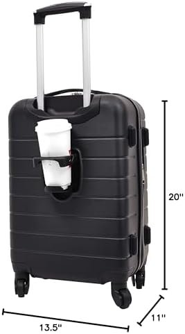 Wrangler Smart Luggage Set with Cup Holder, USB Port and Phone Holder, Black, 2 Piece Set - Image 8