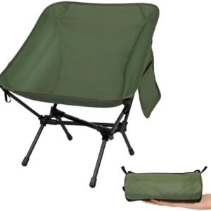 Ultralight Camping Chair, Portable Folding Backpacking Chair, Compact Camping Chair with Carry Bag for Outdoor Camp Hiking Backpack Beach Travel (Green)