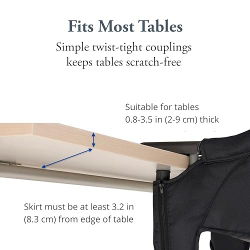Inglesina Fast Table Chair - Black + Fast Dining Tray - Portable Baby High Chair - for Babies & Toddlers up to 37 lbs - Fits Tables 0.8'' to 3.5'' Thick - Compact & Easy to Use - Travel Bag Included - Image 5