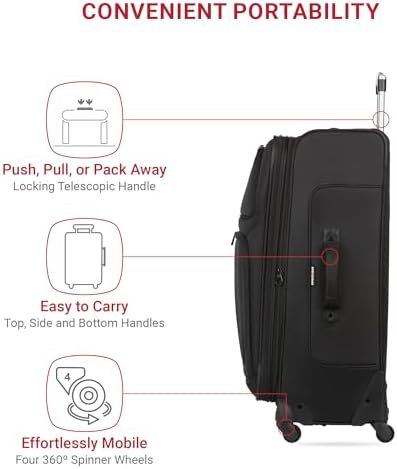 SwissGear Sion Softside Expandable Luggage, Black, Checked-Large 29-Inch - Image 2