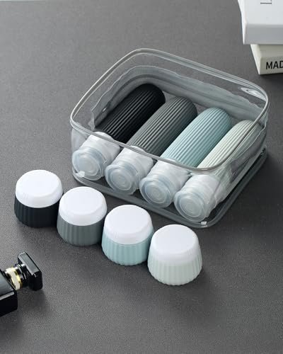 Travel Bottles - 8 Pack, TSA Approved Travel Size Toiletries, Leak Proof Silicone Squeezable Containers in Clear Bag - Image 6