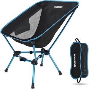 MARCHWAY Lightweight Folding Camping Chair, Stable Portable Compact for Outdoor Camp, Travel, Beach, Picnic, Festival, Hiking, Backpacking, Supports 330Lbs (Blue)