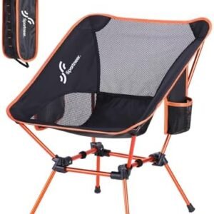 Sportneer Camping Chairs, Lightweight Outdoor Chairs with 2 Side Pockets & Storage Bag, Foldable & Portable Lawn Chairs for Camping Hiking Lawn Picnic Beach Outdoor Travel (1, Orange)
