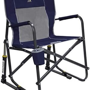 GCI OUTDOOR Freestyle Rocker Camping Chair | Portable Folding Rocking Chair with Solid, Durable Armrests, Drink Holder & Comfortable Backrest — Indigo Blue