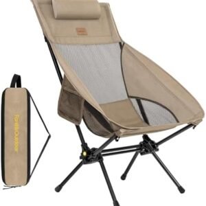 FanttikOutdoor Zeta L8 Max Camping Chair, Portable & Lightweight, Multi-Angle Adjustable, Supports up to 250 lbs, Comfort-Driven Design, High Strength Camping Chair for Travel, Hiking, Fishing (khaki)