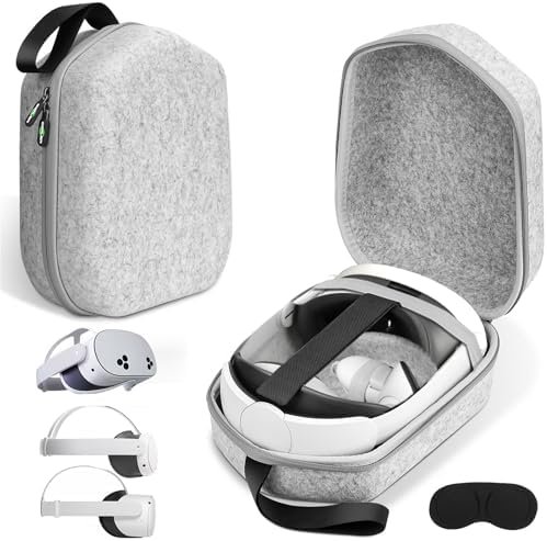 Hard Carrying Case Compatible with Meta Quest 3S/Quest 3/Oculus Quest 2/Vision Pro Official Original/Elite Strap VR Headset and Controller Accessories, Suitable for Travel and Home Storage