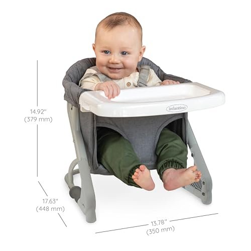 Infantino The Ultimate Travel Booster, Versatile and Travel-Friendly Booster, High Chair and Seat for On-The-Go Families, Gray - Image 6