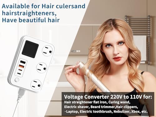 350W Conversion Plug,International Travel Converter with 2 USB and 2 USB-C Ports, lowering 220V to 110V for 100V-240V Areas and Different Countries Plugs Using US Electrical Devices - Image 4