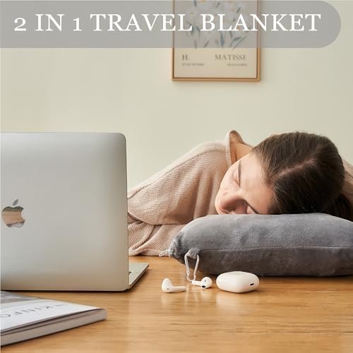 Commollis 2-in-1 Travel Blanket & Pillow for Airplane, Car, Train - Warm Compact Flight Blanket with Luggage Strap & Backpack Clip, Machine Washable, All-Season Use - Image 7