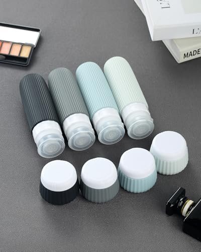 Travel Bottles - 8 Pack, TSA Approved Travel Size Toiletries, Leak Proof Silicone Squeezable Containers in Clear Bag - Image 4