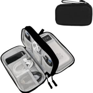 NIMOSA Portable Cable Organizer Travel Cable Organizer Pouch Electronic Accessories Carry Case Waterproof Power Protection USB Hard Disk Box Storage Bag for Cord, Charger, Phone, Earphone Black