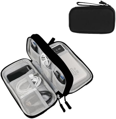 NIMOSA Portable Cable Organizer Travel Cable Organizer Pouch Electronic Accessories Carry Case Waterproof Power Protection USB Hard Disk Box Storage Bag for Cord, Charger, Phone, Earphone Black