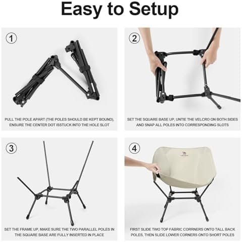 CAMEL CROWN Folding Camping Chair, Lightweight Portable Compact Lawn Chair with Side Pocket for Outdoor Travel Beach Picnic Hiking Backpacking Khaki - Image 3