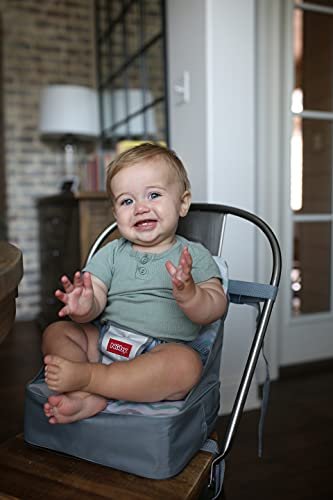 Nuby Easy Go Booster Seat - Travel Booster Seat for Babies and Toddlers - Holds Up to 35 Pounds - 9+ Months - Gray Chevron - Image 5