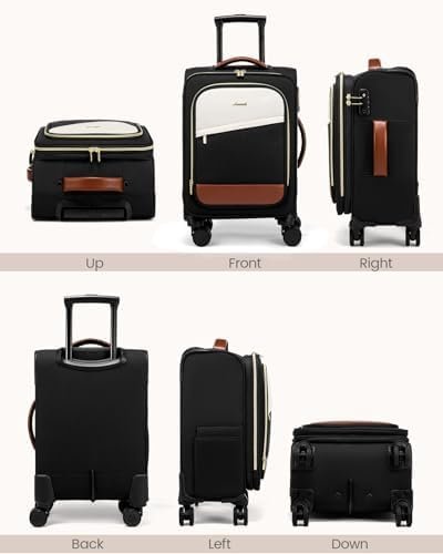 LOVEVOOK 4 Pcs Carry On Luggage 22x14x9 Airline Approved, 20 Inch Carry On Suitcases with Wheels, Softside Rolling Suitcase for Women Men, with TSA Lock Weekender Travel Luggage - Image 9