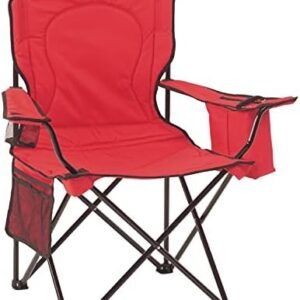 Coleman Portable Quad Camp Chair with 4-Can Cooler, Cushioned Seat & Back with Side Pockets & Cup Holder, Carry Bag Included