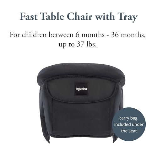 Inglesina Fast Table Chair - Black + Fast Dining Tray - Portable Baby High Chair - for Babies & Toddlers up to 37 lbs - Fits Tables 0.8'' to 3.5'' Thick - Compact & Easy to Use - Travel Bag Included - Image 2