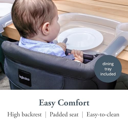 Inglesina Fast Table Chair - Black + Fast Dining Tray - Portable Baby High Chair - for Babies & Toddlers up to 37 lbs - Fits Tables 0.8'' to 3.5'' Thick - Compact & Easy to Use - Travel Bag Included - Image 4