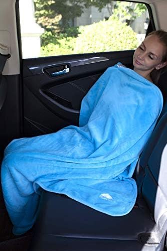 BlueHills Premium Soft Travel Blanket Pillow Airplane Flight Throw in a Bag Compact Pack Large Blanket for Travel Essentials Light Blue (Sky Blue T000) - Image 5