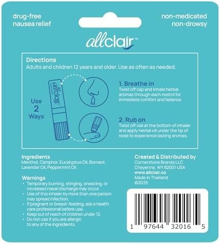 Nausea Relief Inhaler - All-Natural Remedy for Motion Sickness, Morning Sickness, Stress, and Queasiness - Fast-Acting, Drug-Free, Non-Drowsy & Portable Travel Essential - Pack of 2 Inhalers - Image 9