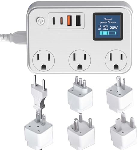 350W Conversion Plug,International Travel Converter with 2 USB and 2 USB-C Ports, lowering 220V to 110V for 100V-240V Areas and Different Countries Plugs Using US Electrical Devices