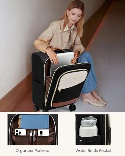 LOVEVOOK 4 Pcs Carry On Luggage 22x14x9 Airline Approved, 20 Inch Carry On Suitcases with Wheels, Softside Rolling Suitcase for Women Men, with TSA Lock Weekender Travel Luggage - Image 4