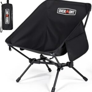 Overmont Ultralight Portable Camping Chair- Lightweight Folding Backpacking Chair, Support up to 330Lbs Compact Beach Chair for Adults with Carry Bag for Backpack Hiking Fishing Outdoor Camp Travel