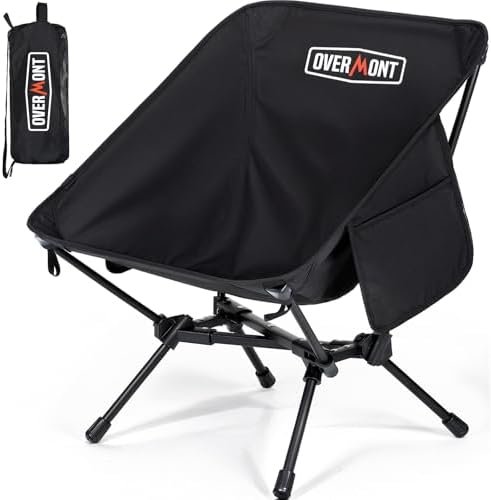 Overmont Ultralight Portable Camping Chair- Lightweight Folding Backpacking Chair, Support up to 330Lbs Compact Beach Chair for Adults with Carry Bag for Backpack Hiking Fishing Outdoor Camp Travel