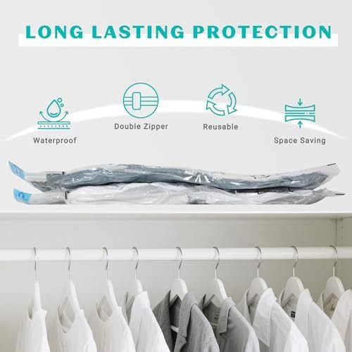 10 Pack Jumbo Space Saver Vacuum Storage Bags Seal Bags for Clothing Travel Compression Bags for Comforters Blankets Bedding Pillows Luggage Hand Pump Included - Image 3