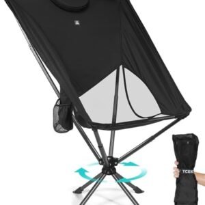 Swivel Portable High Back Camping Chair Small Compact Lightweight Folding Chairs for Adults, Outdoor Collapsible Backpack Chair for Camp, Travel, Sports, Easy Carry and Quick Setup