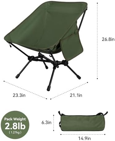 Ultralight Camping Chair, Portable Folding Backpacking Chair, Compact Camping Chair with Carry Bag for Outdoor Camp Hiking Backpack Beach Travel (Green) - Image 3
