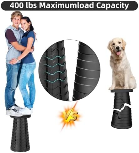 Collapsible Stool, Folding Chair - Upgraded Portable Chair with Load Capacity 400lbs, Portable Stool for Camping Fishing Hiking - Folding Stool with Carrying Straps,Gifts for Fisherman (Black) - Image 4