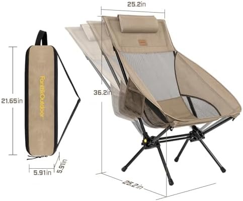 FanttikOutdoor Zeta L8 Max Camping Chair, Portable & Lightweight, Multi-Angle Adjustable, Supports up to 250 lbs, Comfort-Driven Design, High Strength Camping Chair for Travel, Hiking, Fishing (khaki) - Image 3