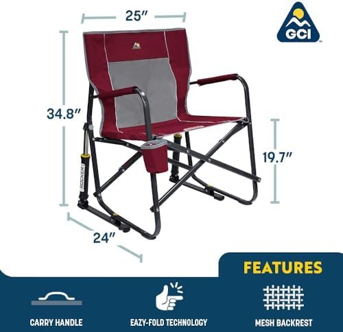 GCI OUTDOOR Freestyle Rocker Camping Chair | Portable Folding Rocking Chair with Solid, Durable Armrests, Drink Holder & Comfortable Backrest — Indigo Blue - Image 2