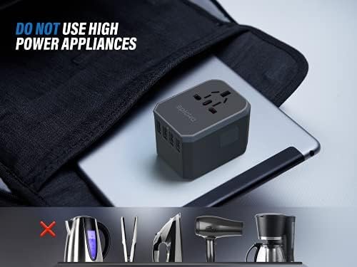 EPICKA Universal Travel Adapter, European Travel Plug Adapter - International Power Adapter Worldwide Charger with USB-C & 4 USB Ports, Travel Essentials for Italy, Japan, Europe, UK (TA-105, Grey) - Image 7