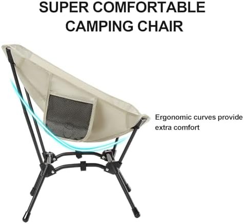 CAMEL CROWN Folding Camping Chair, Lightweight Portable Compact Lawn Chair with Side Pocket for Outdoor Travel Beach Picnic Hiking Backpacking Khaki - Image 6