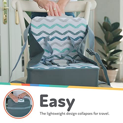 Nuby Easy Go Booster Seat - Travel Booster Seat for Babies and Toddlers - Holds Up to 35 Pounds - 9+ Months - Gray Chevron - Image 2