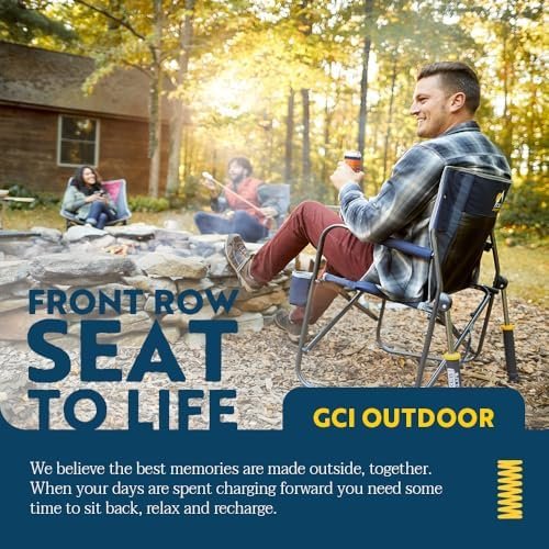 GCI OUTDOOR Freestyle Rocker Camping Chair | Portable Folding Rocking Chair with Solid, Durable Armrests, Drink Holder & Comfortable Backrest — Indigo Blue - Image 6