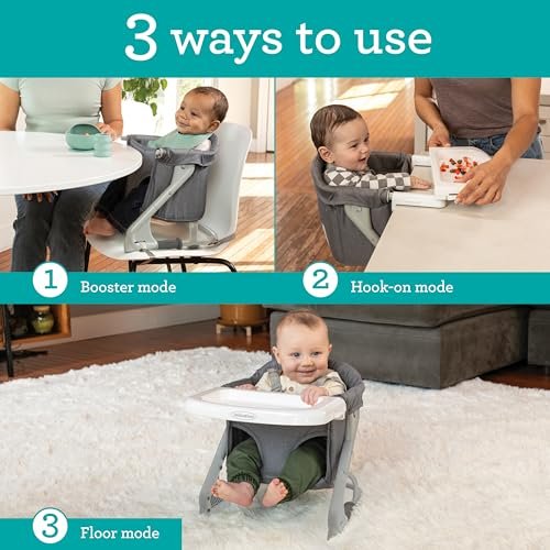 Infantino The Ultimate Travel Booster, Versatile and Travel-Friendly Booster, High Chair and Seat for On-The-Go Families, Gray - Image 2
