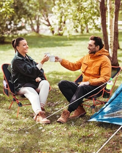 Sportneer Camping Chairs, Lightweight Outdoor Chairs with 2 Side Pockets & Storage Bag, Foldable & Portable Lawn Chairs for Camping Hiking Lawn Picnic Beach Outdoor Travel (1, Orange) - Image 2