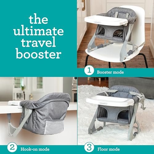 Infantino The Ultimate Travel Booster, Versatile and Travel-Friendly Booster, High Chair and Seat for On-The-Go Families, Gray - Image 4