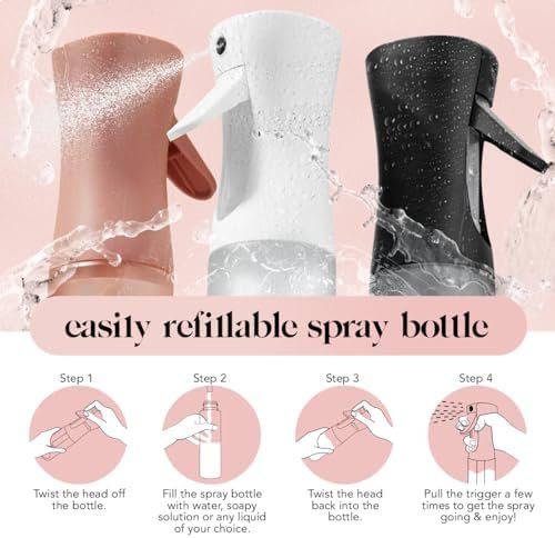 Kitsch Spray Bottle for Hair - Continuous Water Mister with Ultra Fine Mist for Hairstyling, Barbers, Salons, Cleaning, Plants, Versatile Spray Bottles - Made from Recycled Plastic - Terracotta, 5 oz - Image 5