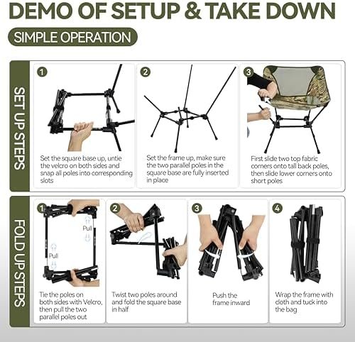 MARCHWAY Ultralight Folding Camping Chair, Heavy Duty Portable Compact for Outdoor Camp, Travel, Beach, Picnic, Festival, Hiking, Lightweight Backpacking (Camo) - Image 6
