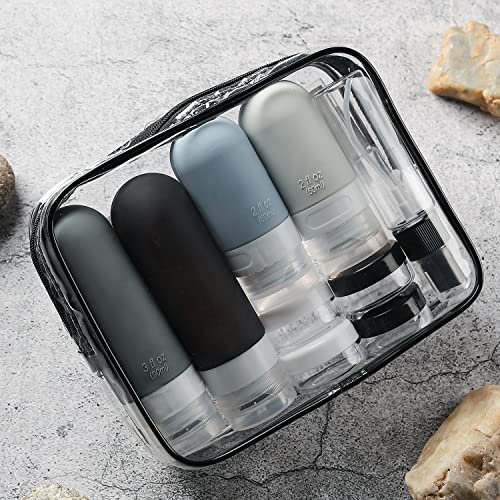 16 Pack Travel Bottles Set - TSA Approved Leak Proof Silicone Squeezable Containers for Toiletries, Conditioner, Shampoo, Lotion & Body Wash Accessories (16 pcs/Black Pack) - Image 5