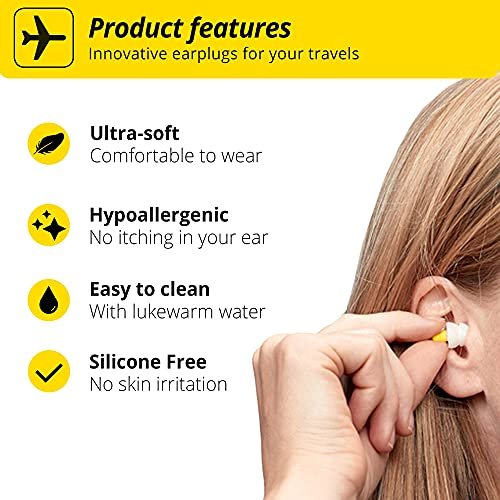 Alpine FlyFit - Earplugs for Pressure Relief & Preventing Ear Pain While Flying - Airplane Travel Essentials - Comfortable Reusable Hypoallergenic Earplugs with Ultra Soft Filter - Image 3