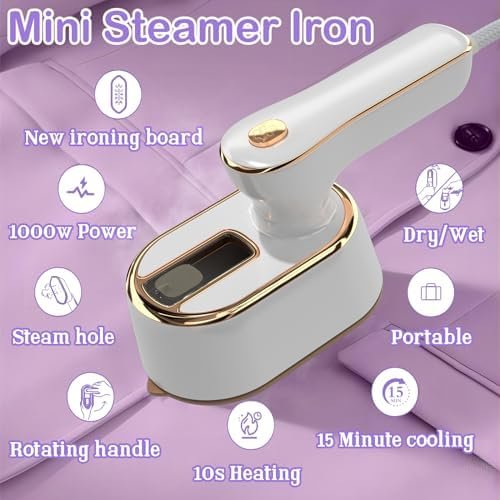 Travel Steamer Iron for Clothes Mini - Portable Ironing Machine Travel Small Size Portable Steamer Travel College Dorm Home Essentials Steamer for Clothes(White) - Image 6