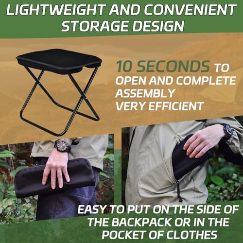 Collapsible Stool, Portable Chair, Lightweight Portable Stool for Adults, Portable Chairs for Adults, Holds Up to 330LBS, Ideal for Camping, Hiking, Outdoors, and Events - Image 3