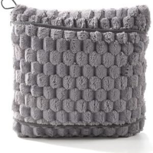 4-in-1 Blanket and Pillow Premium Soft Airplane Travel Kids Blanket Adult Blanket Great Gift for Holidays and Birthdays Attatch it to Your Suitcase or Bag Lumbar Cushion (Grey)