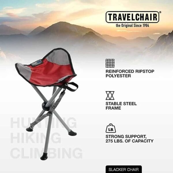 Travel Chair Slacker Tripod Chair for Camping, Lightweight Chair, Adjustable Carry Strap for Easy Transport | Oversized Duck Feet for Improved Stability | Perfect for Outdoor Adventures (Black) - Image 6